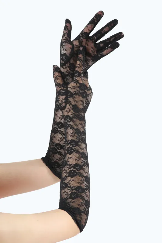 Black Lace Gatsby Party Gloves sold by Zapaka