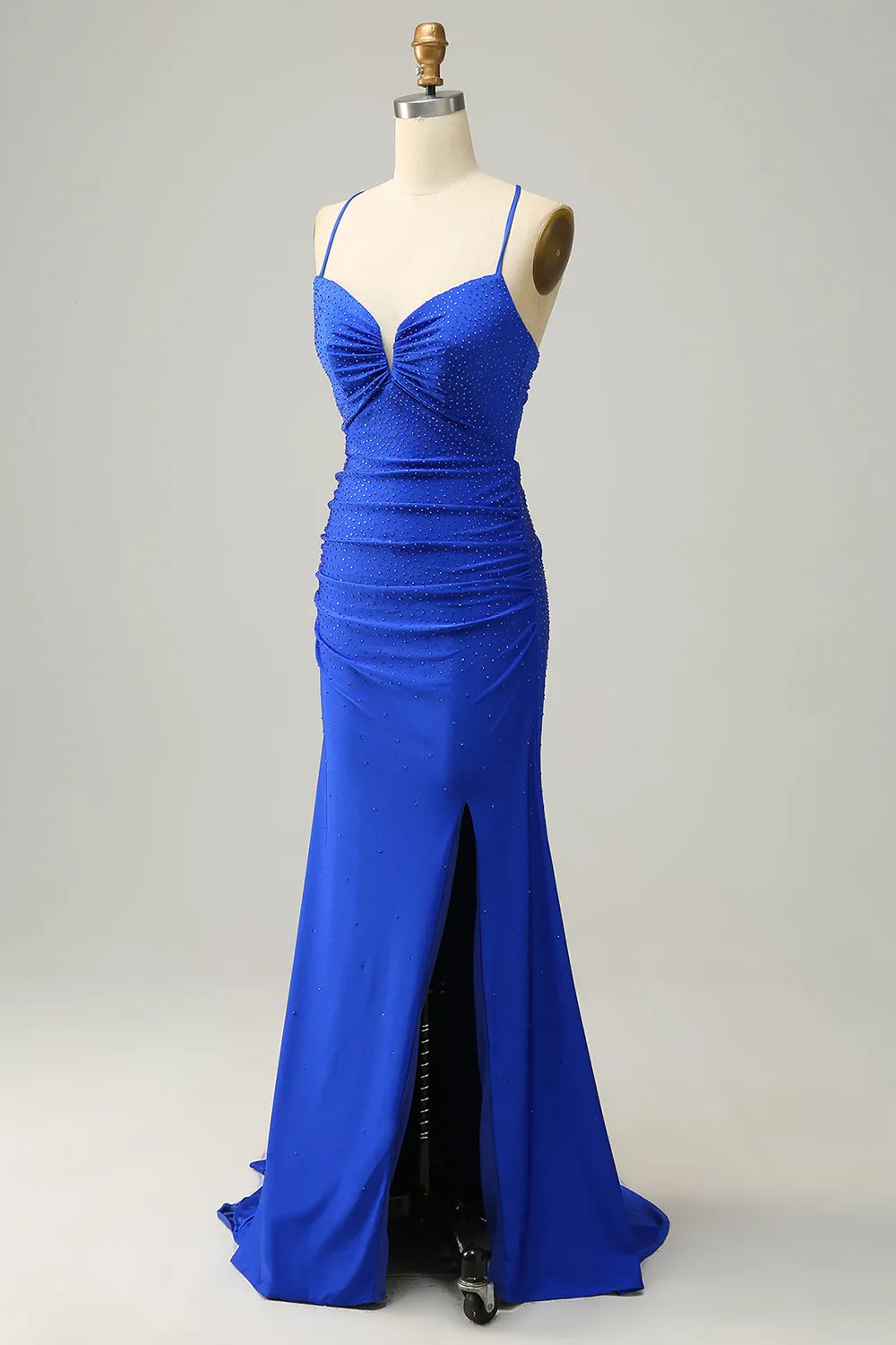 Mermaid Spaghetti Straps Royal Blue Long Formal Dress with Beading sold by Zapaka product image thumbnail 3