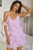 Lilac Spaghetti Straps Summer Dress with Ruffles sold by Zapaka