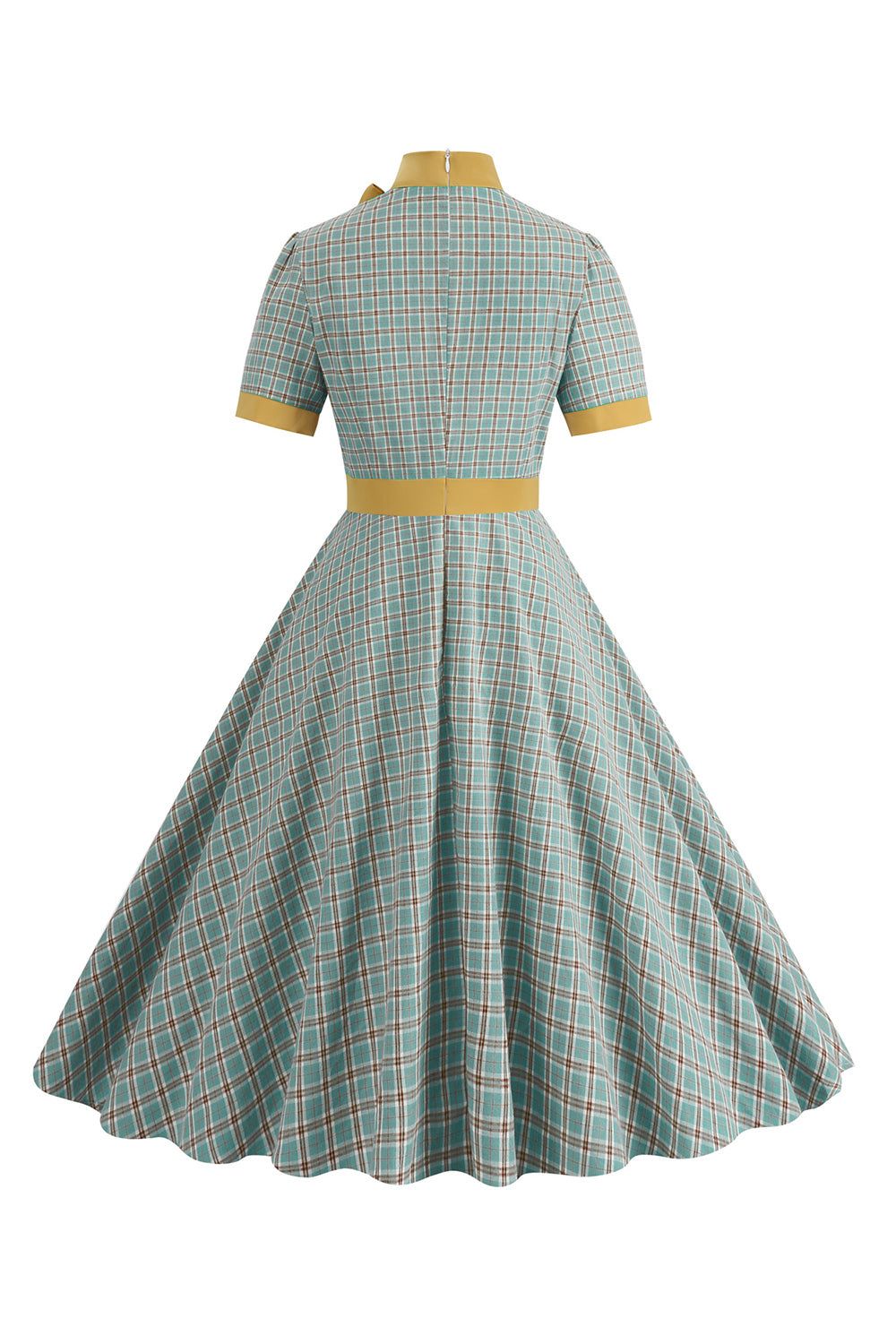 Plaid Green Swing 1950s Dress with Bow sold by Zapaka product image thumbnail 2