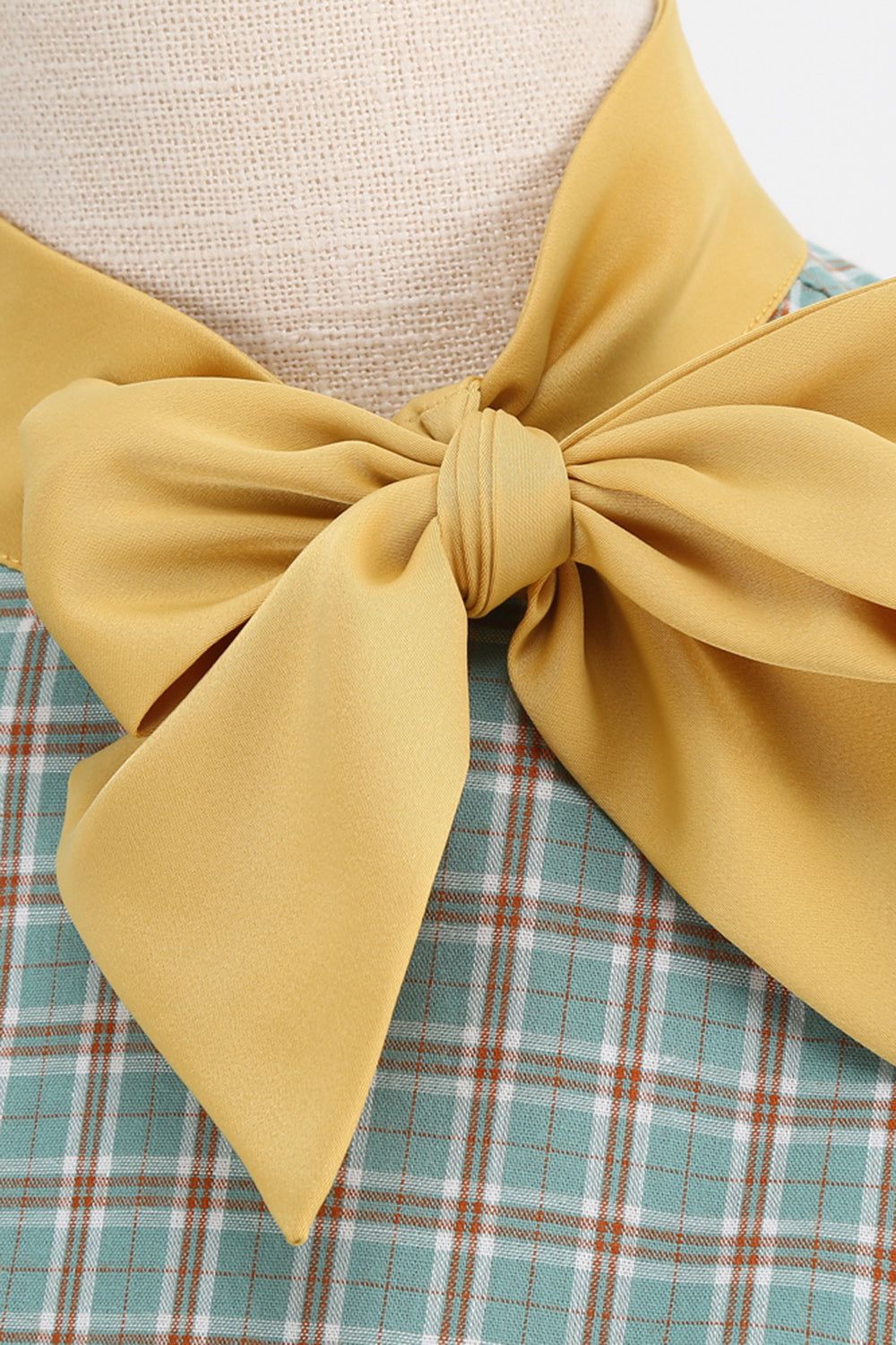 Plaid Green Swing 1950s Dress with Bow sold by Zapaka product image thumbnail 4