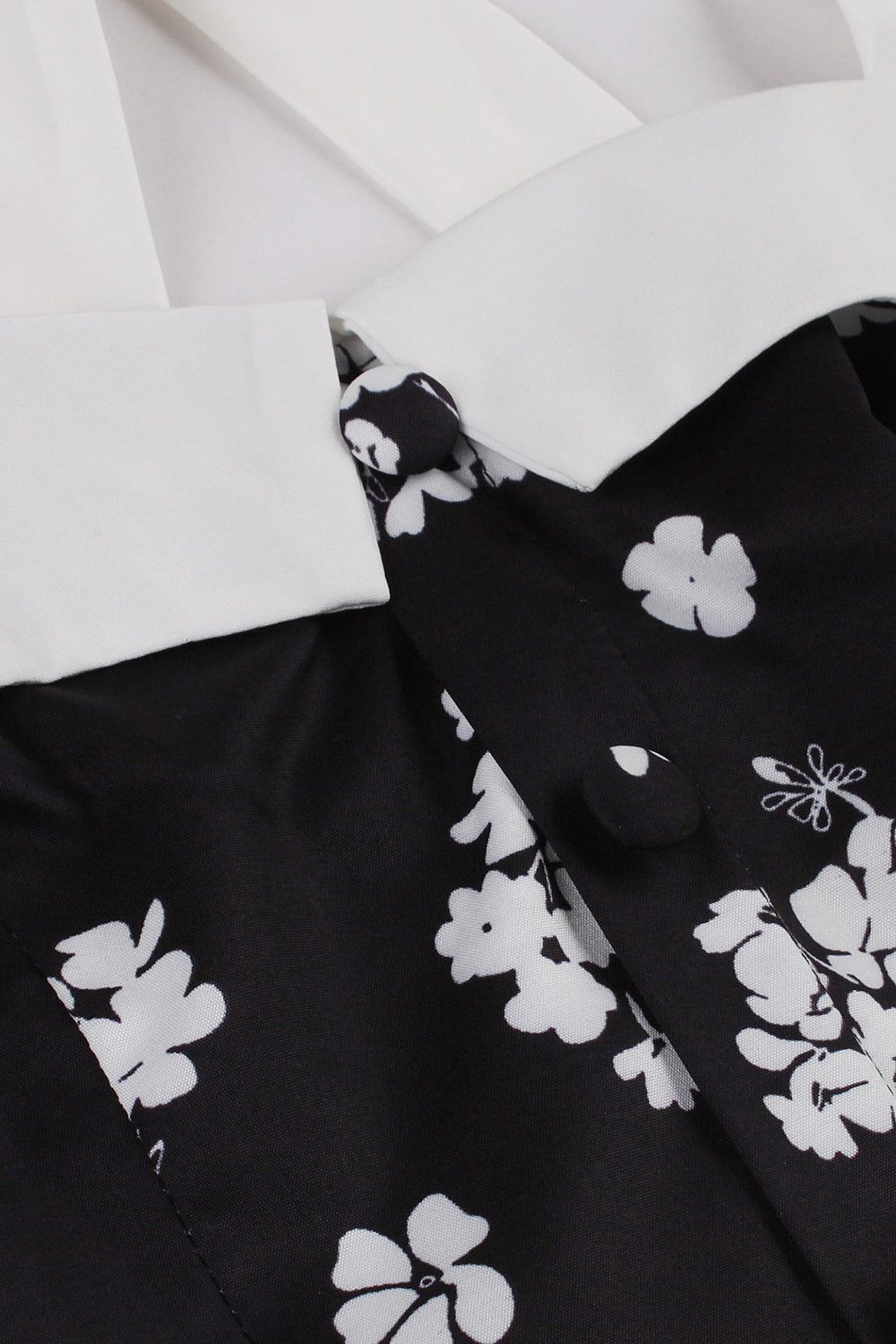 Halter Flower Printed Black 1950 Dress with Button sold by Zapaka product image thumbnail 5