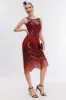 Fringes Red Sparkly 1920s Dress with Accessories Set sold by Zapaka