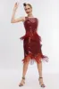 Fringes Red Sparkly 1920s Dress with Accessories Set sold by Zapaka