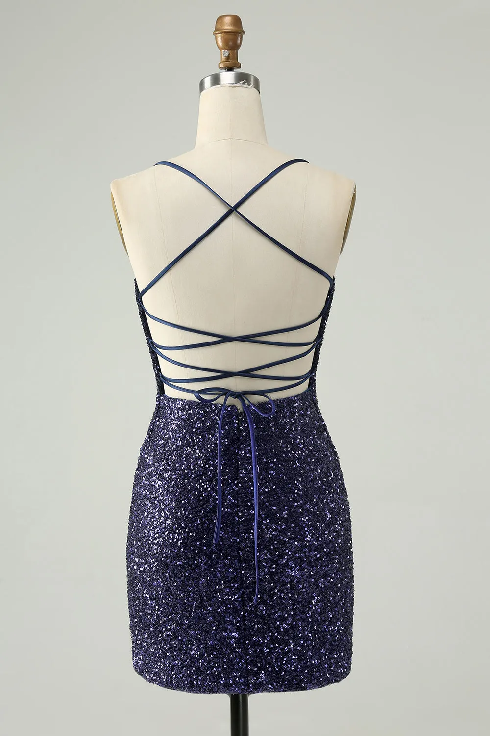 Sparkly Navy Sequins Tight Short Homecoming Dress With Fringes sold by Zapaka product image thumbnail 2