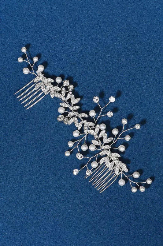 Handmade Rhinestone Pearls Bridal Hair Accessories sold by Zapaka