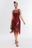 Fringes Red Sparkly 1920s Dress with Accessories Set sold by Zapaka