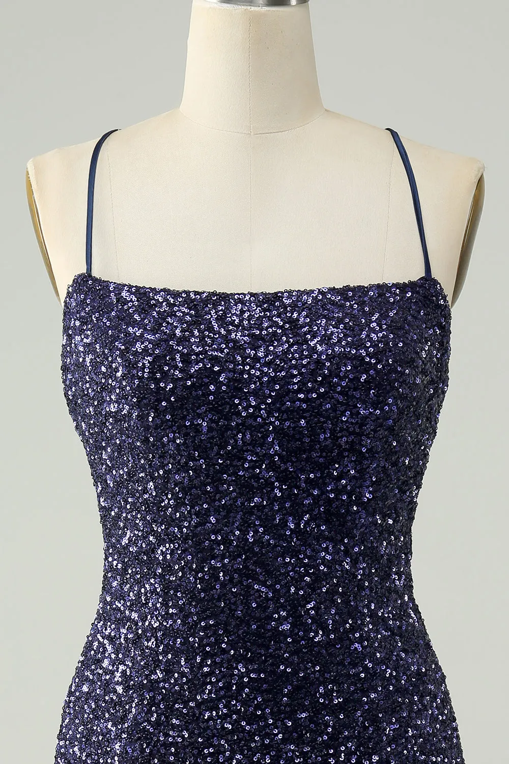 Sparkly Navy Sequins Tight Short Homecoming Dress With Fringes sold by Zapaka product image thumbnail 4