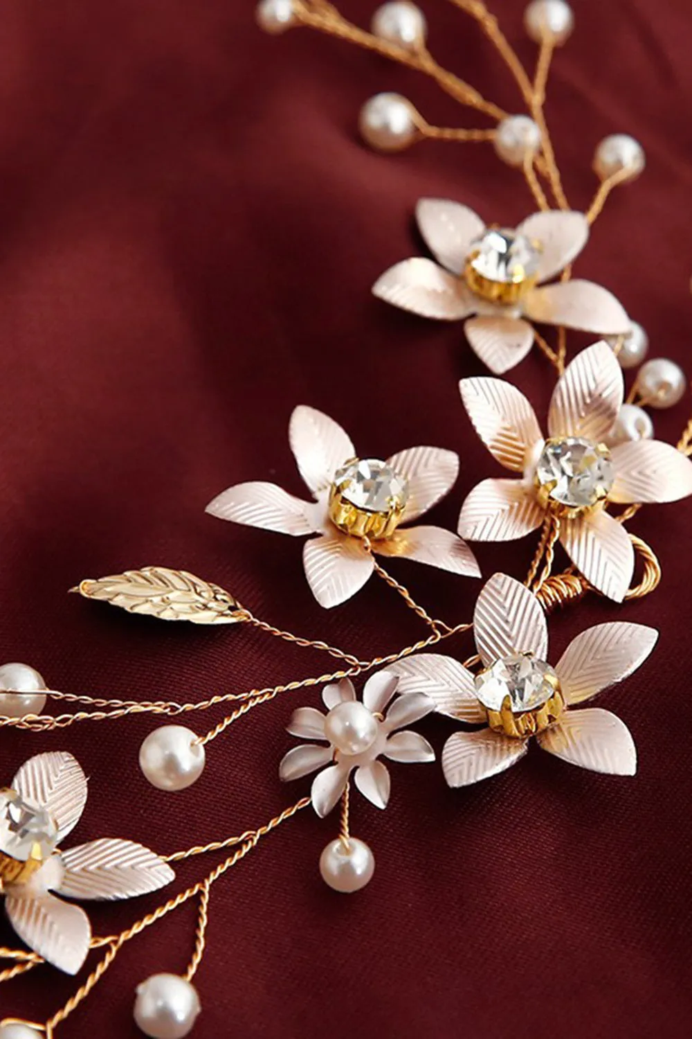 Pearl Hair Vine Gold Crystal Flower Bridal Hair Accessories sold by Zapaka product image thumbnail 5