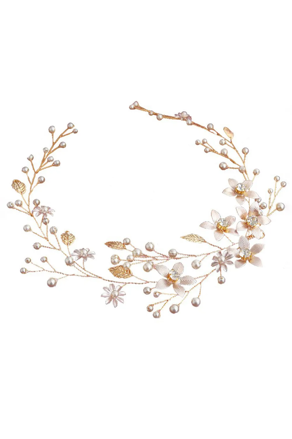 Pearl Hair Vine Gold Crystal Flower Bridal Hair Accessories sold by Zapaka product image thumbnail 2