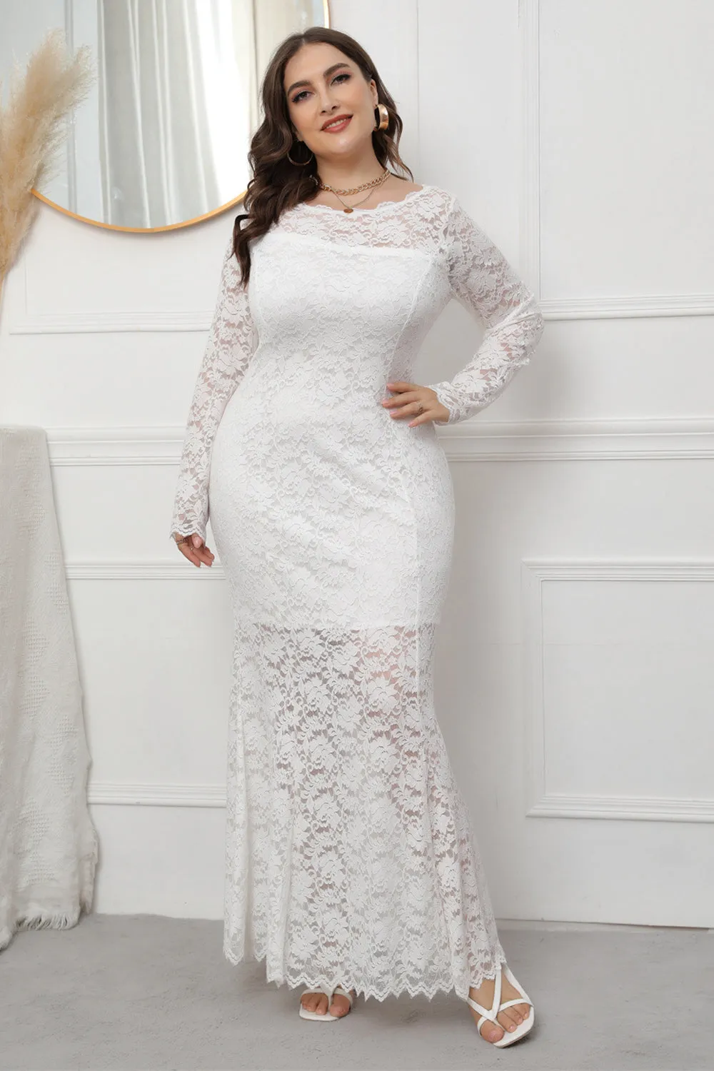 Plus Size Lace Black Long Sleeves Mother Of The Bride Dress sold by Zapaka product image thumbnail 5