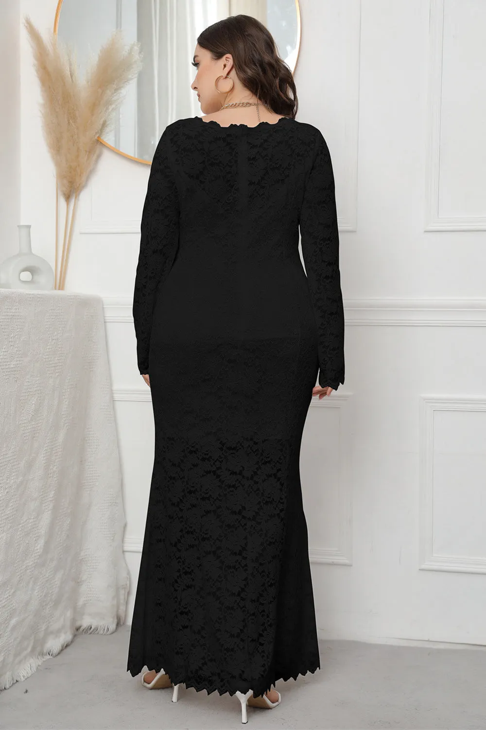 Plus Size Lace Black Long Sleeves Mother Of The Bride Dress sold by Zapaka product image thumbnail 2