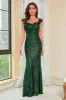 Dark Green Sequins Glitter Prom Dress sold by Zapaka