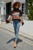Turtleneck Leopard-Print Puff-Sleeve Sweater sold by Zapaka