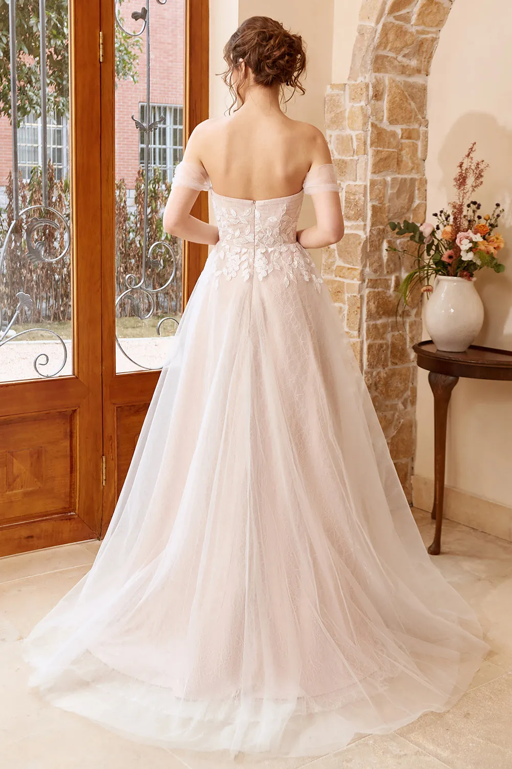 Elegant A Line Halter White Long Wedding Dress with Appliques sold by Zapaka product image thumbnail 2