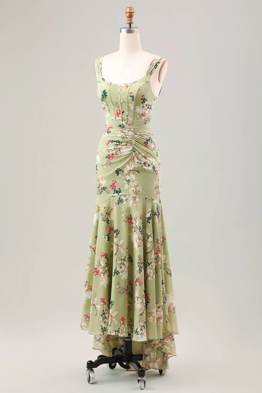Green Large Flower Mermaid Corset Wedding Guest Dress sold by Zapaka product image thumbnail 3
