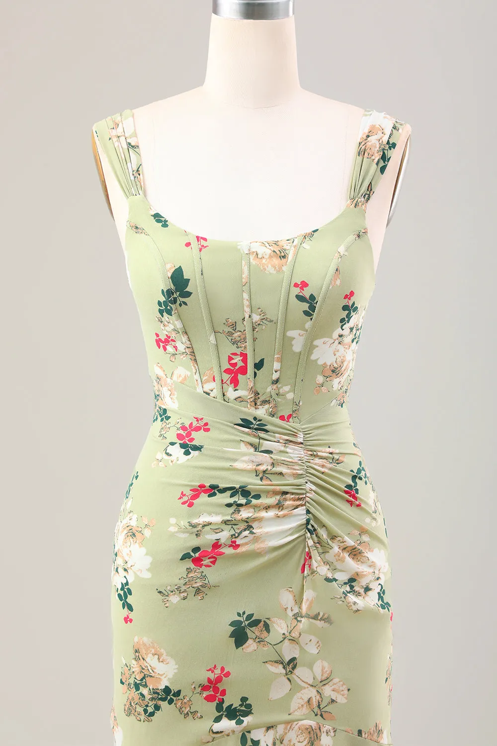 Green Large Flower Mermaid Corset Wedding Guest Dress sold by Zapaka product image thumbnail 4