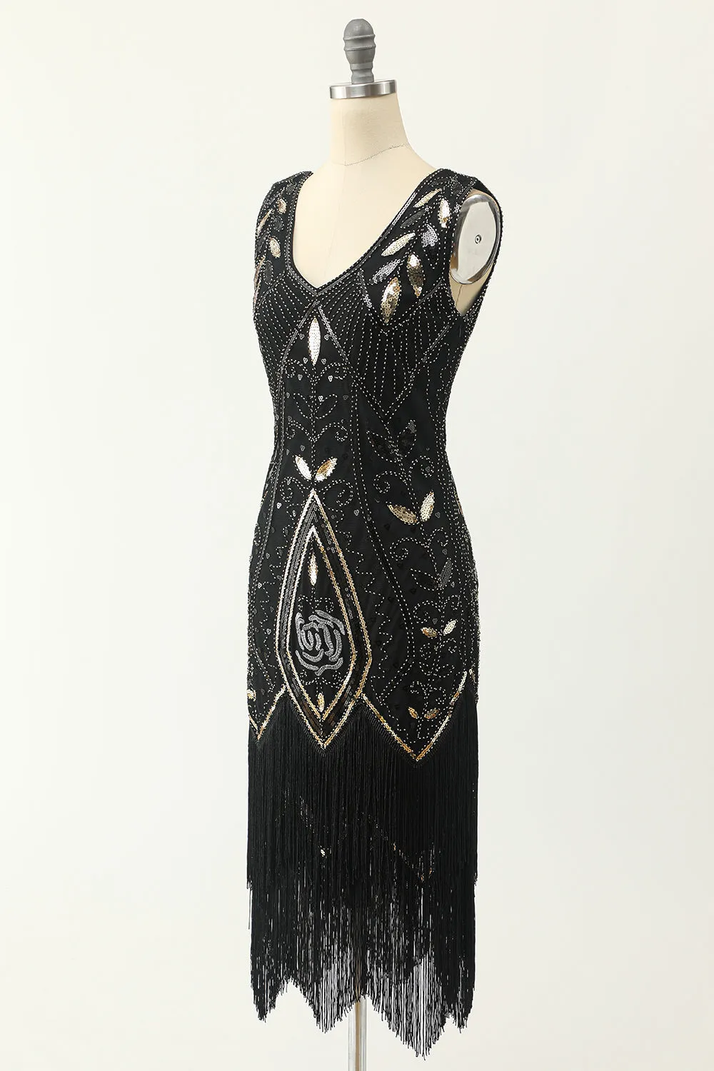 Sequins V-neck Glitter Fringe 1920s Dress sold by Zapaka product image thumbnail 3