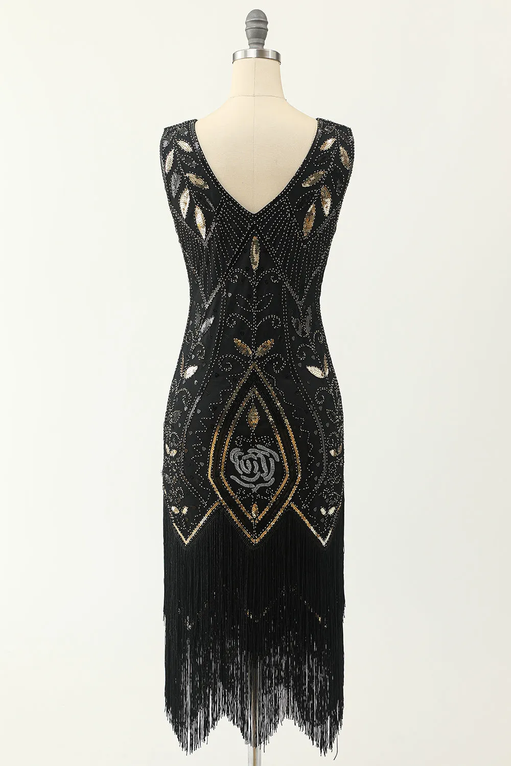 Sequins V-neck Glitter Fringe 1920s Dress sold by Zapaka product image thumbnail 2