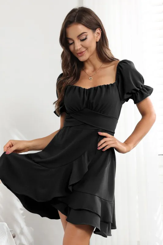Off the Shoulder A-Line Little Black Dress sold by Zapaka