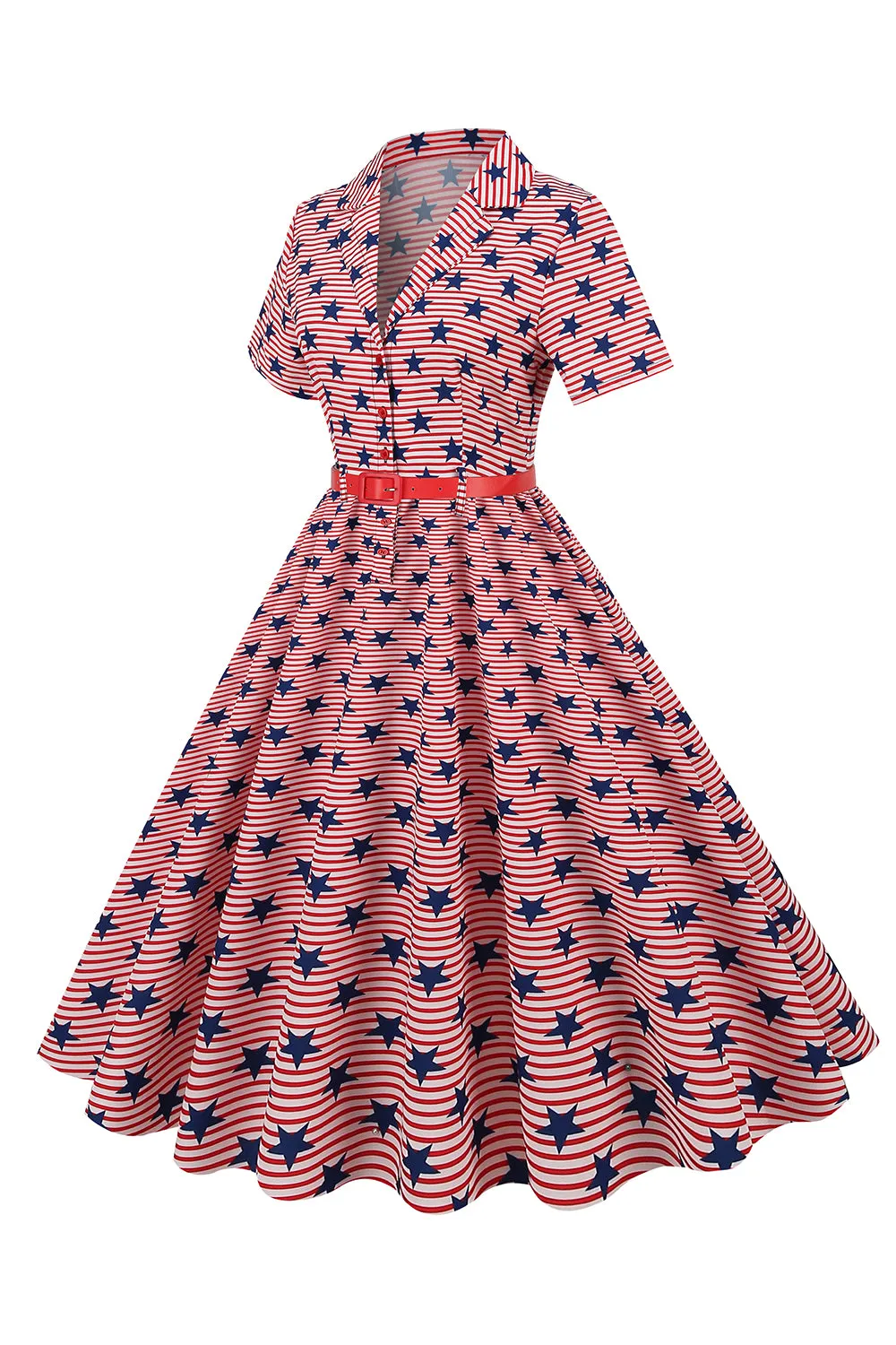 American Flag Stars Print Vintage Dress sold by Zapaka product image thumbnail 3