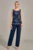 Navy 3 Piece Mother of the Bride Pant Suits with Appliques sold by Zapaka