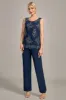 Navy 3 Piece Mother of the Bride Pant Suits with Appliques sold by Zapaka