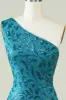 Blue One Shoulder Tight Homecoming Dress with Back Hollow-out sold by Zapaka