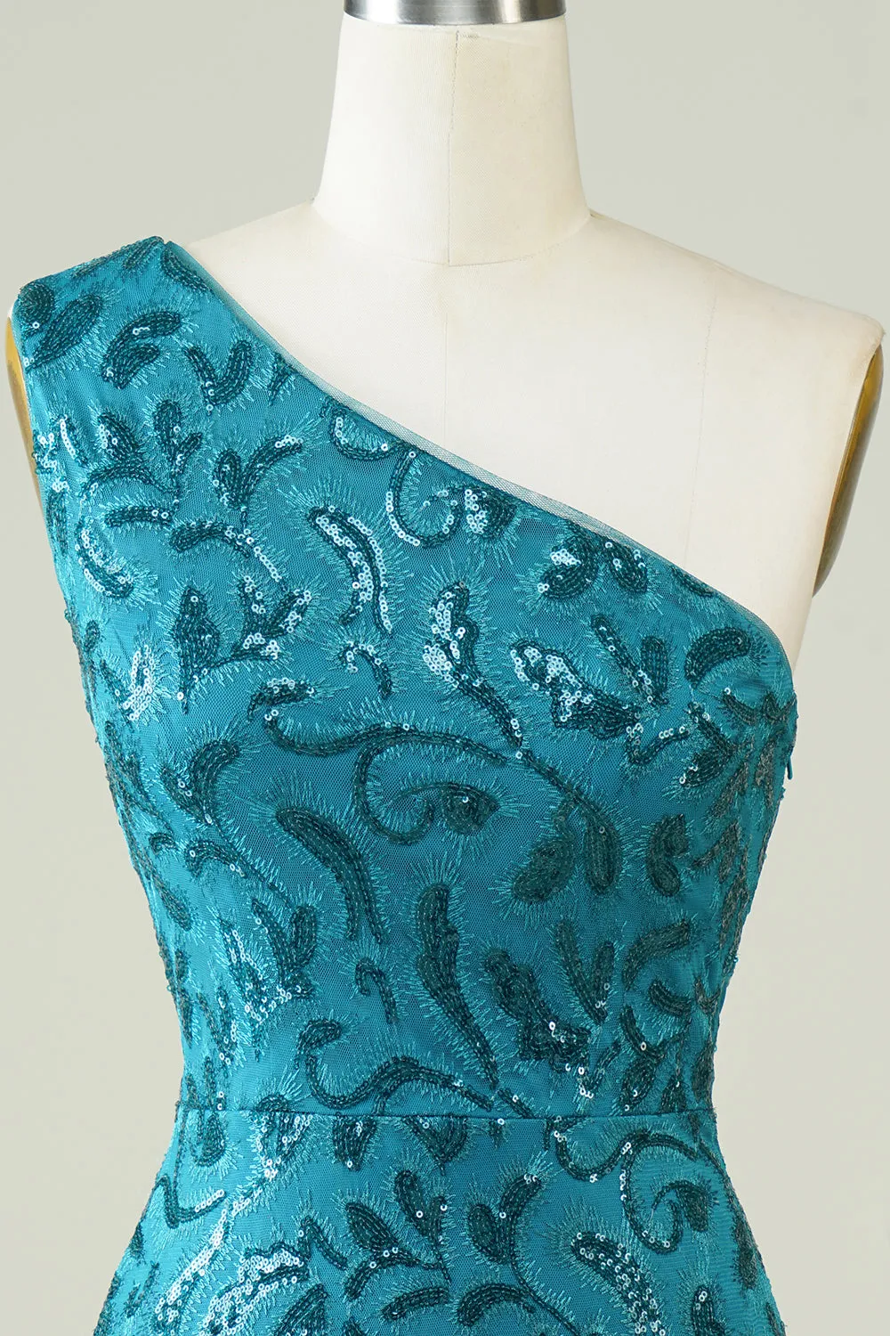 Blue One Shoulder Tight Homecoming Dress with Back Hollow-out sold by Zapaka product image thumbnail 4