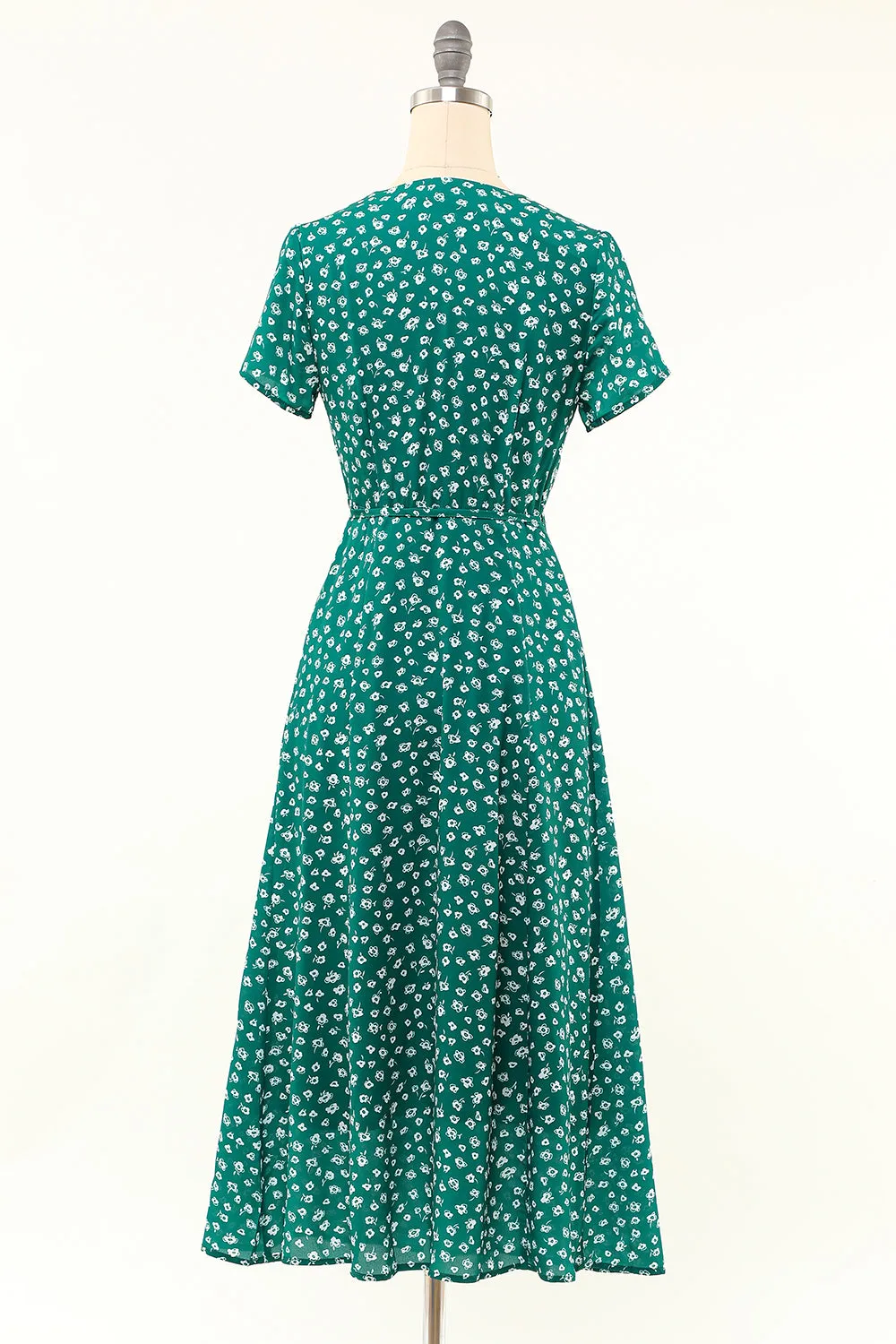 Green V Neck Teal Length Wrap Dress sold by Zapaka product image thumbnail 2