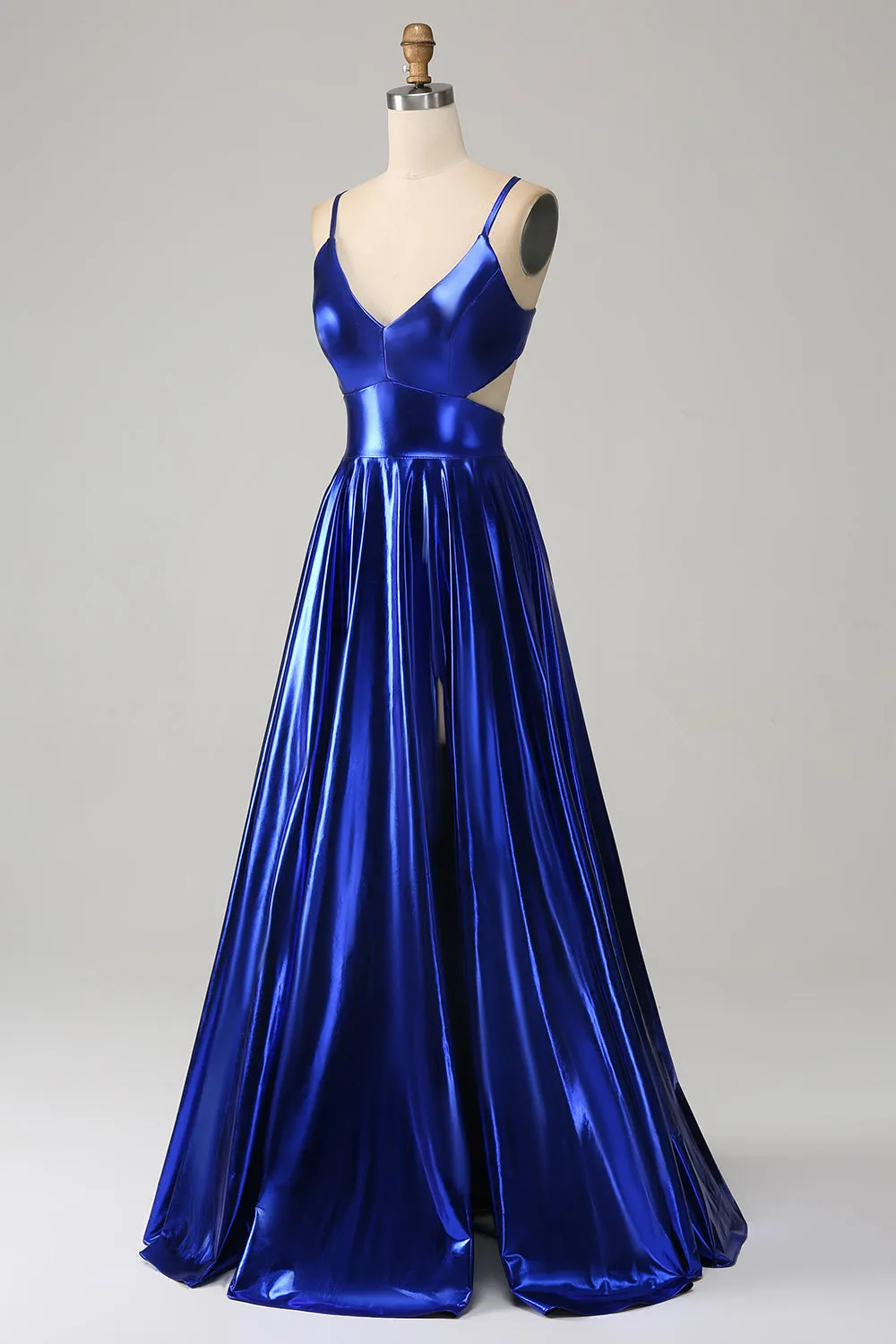 Royal Blue A-Line Spaghetti Straps Prom Dress with Slit sold by Zapaka product image thumbnail 3