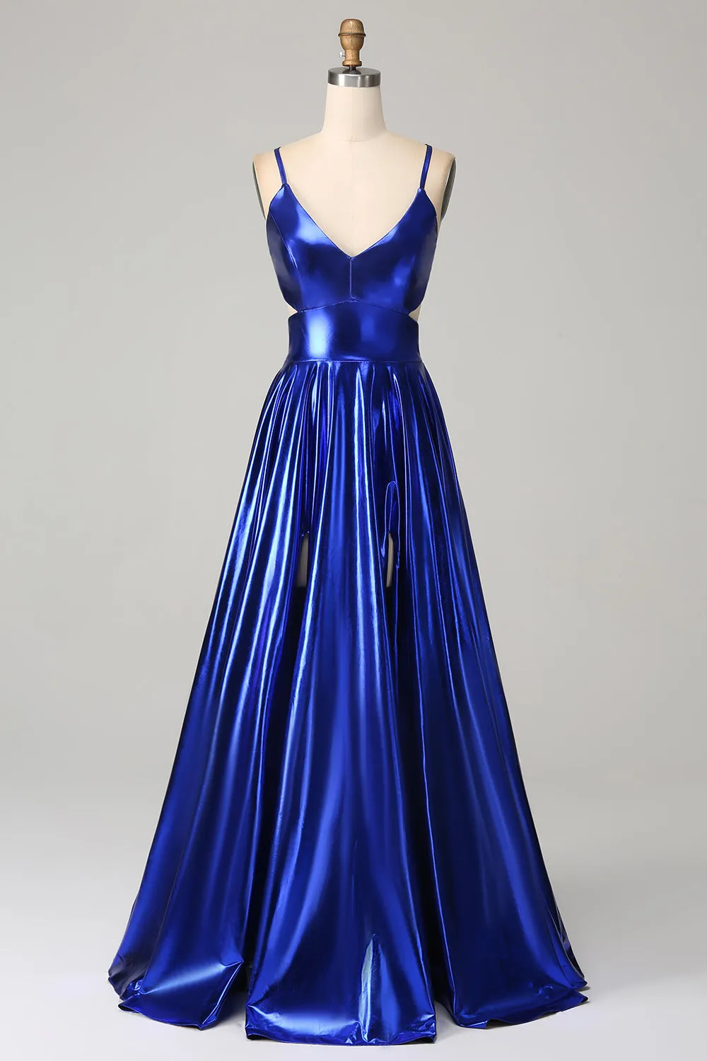 Royal Blue A-Line Spaghetti Straps Prom Dress with Slit sold by Zapaka