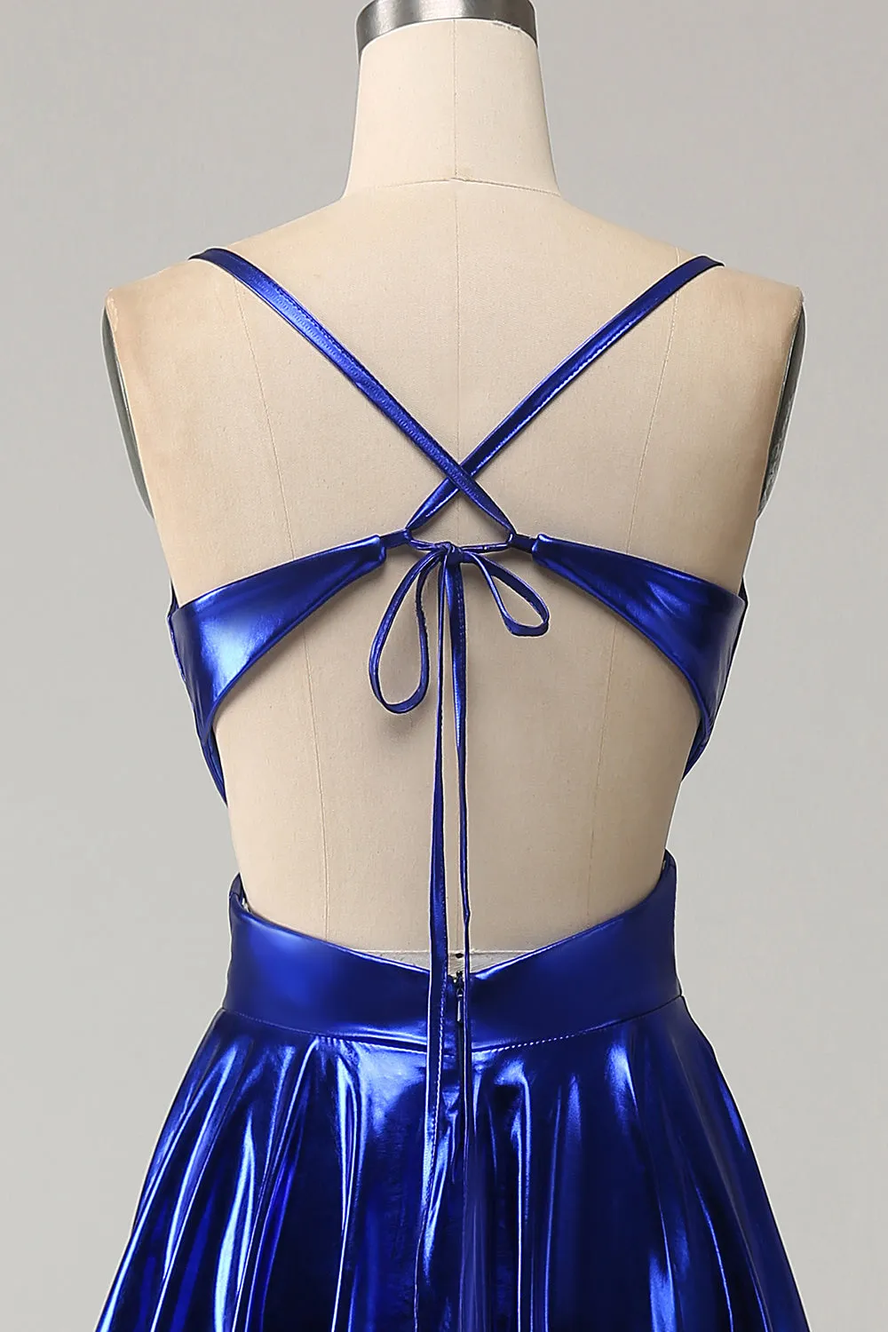 Royal Blue A-Line Spaghetti Straps Prom Dress with Slit sold by Zapaka product image thumbnail 5