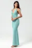 Mermaid Halter Green Long Bridesmaid Dress with V-neck sold by Zapaka