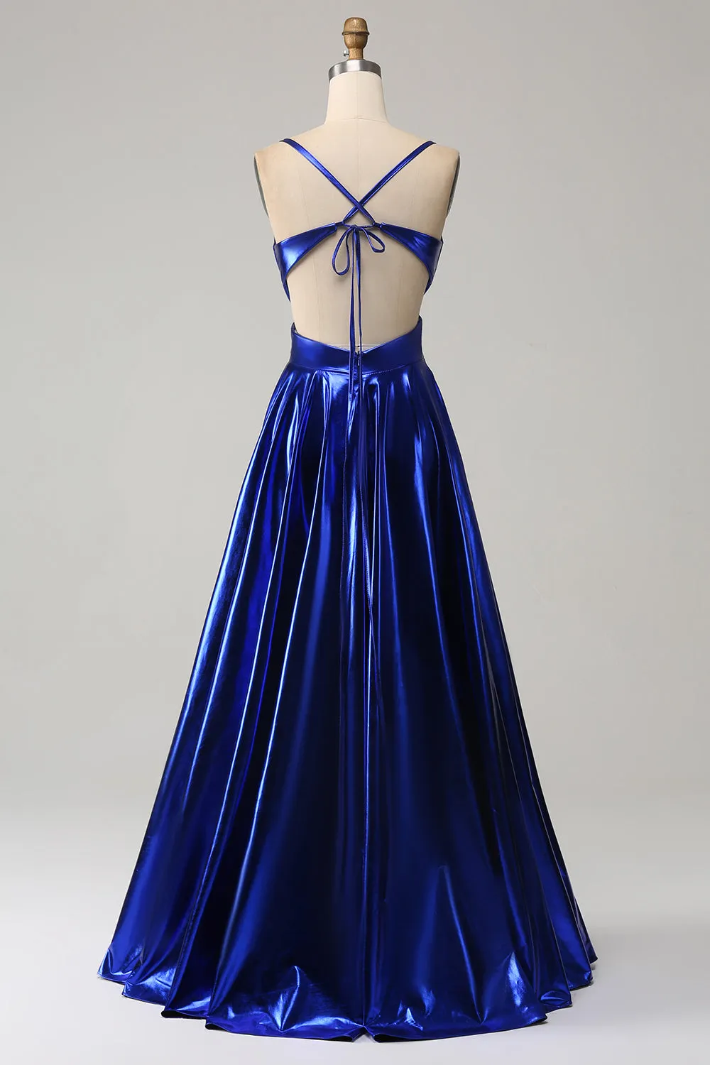 Royal Blue A-Line Spaghetti Straps Prom Dress with Slit sold by Zapaka product image thumbnail 2