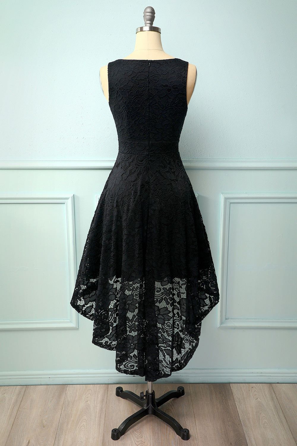 Black V-Neck Lace Dress sold by Zapaka product image thumbnail 2