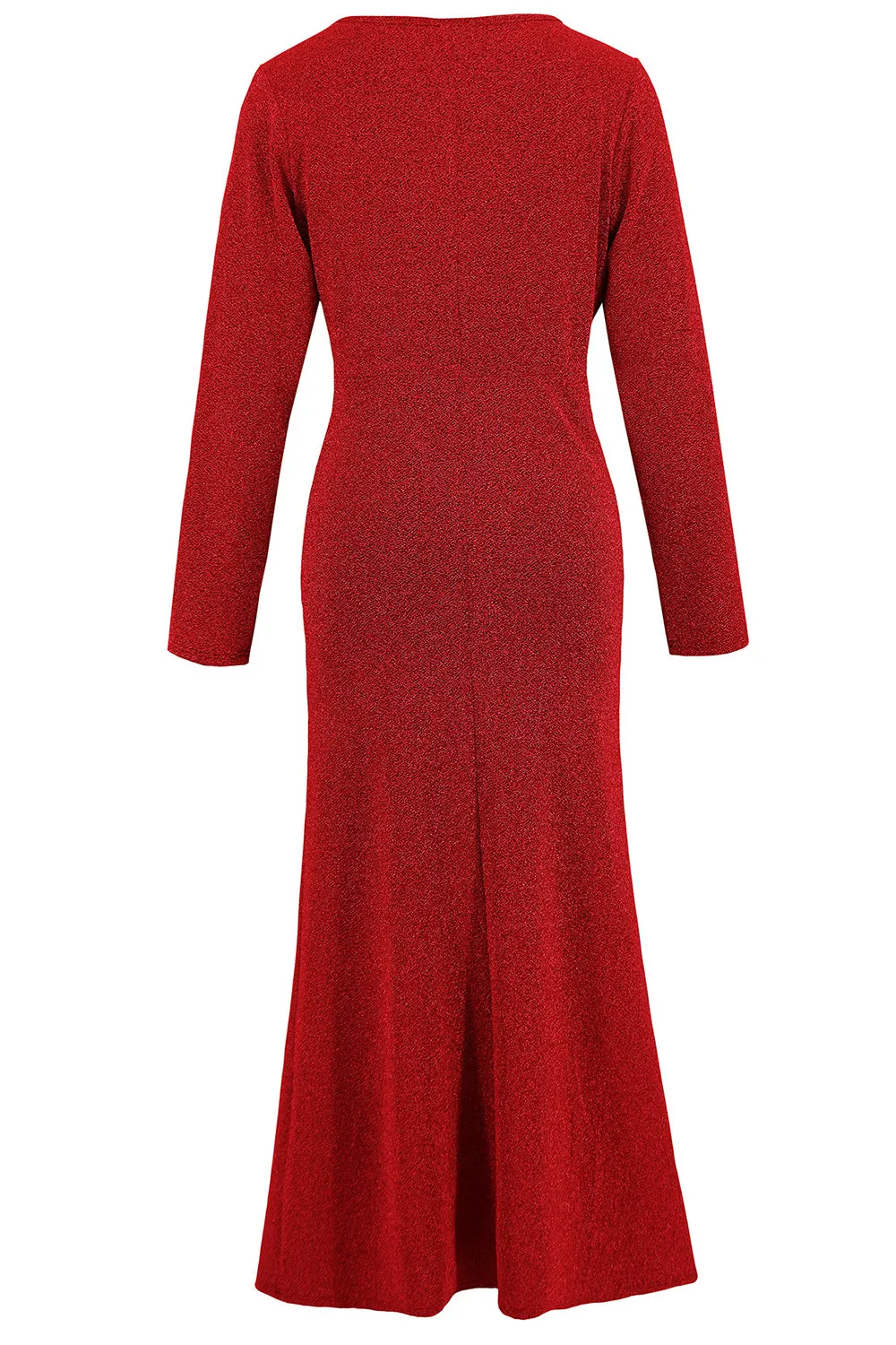 Red Mermaid Scoop Neck Long Party Dress with Long Sleeves sold by Zapaka product image thumbnail 5