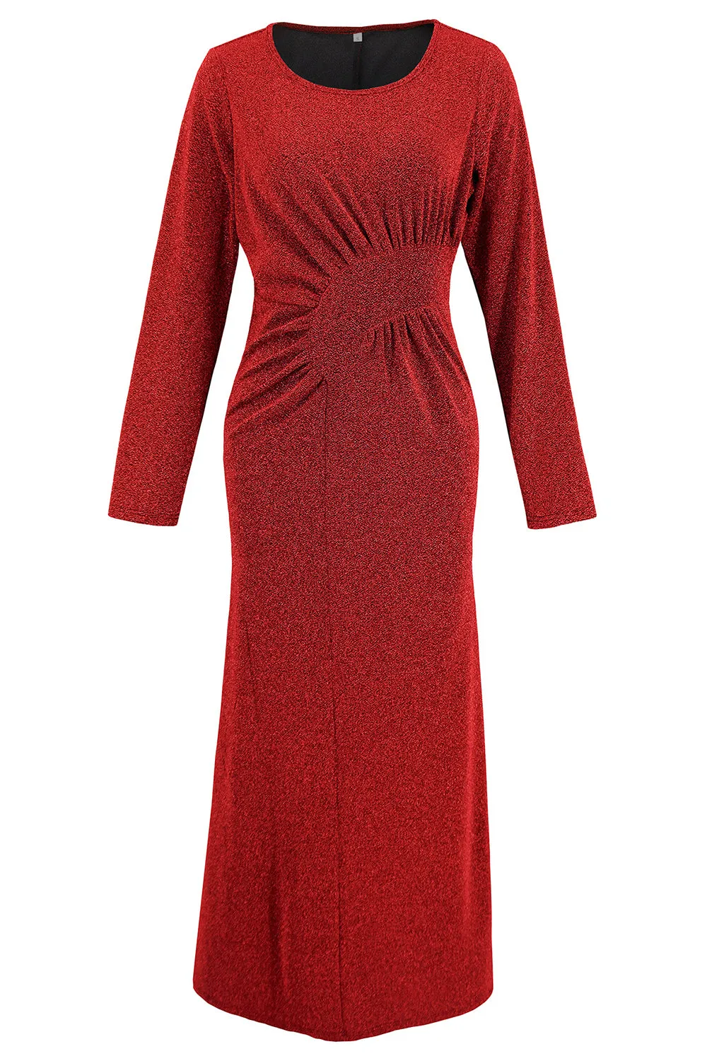 Red Mermaid Scoop Neck Long Party Dress with Long Sleeves sold by Zapaka product image thumbnail 4