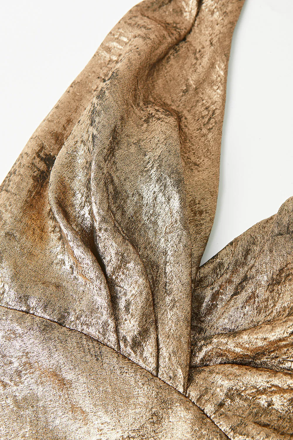 Golden Halter Neck Mermaid Satin Midi Cocktail Dress sold by Zapaka product image thumbnail 3