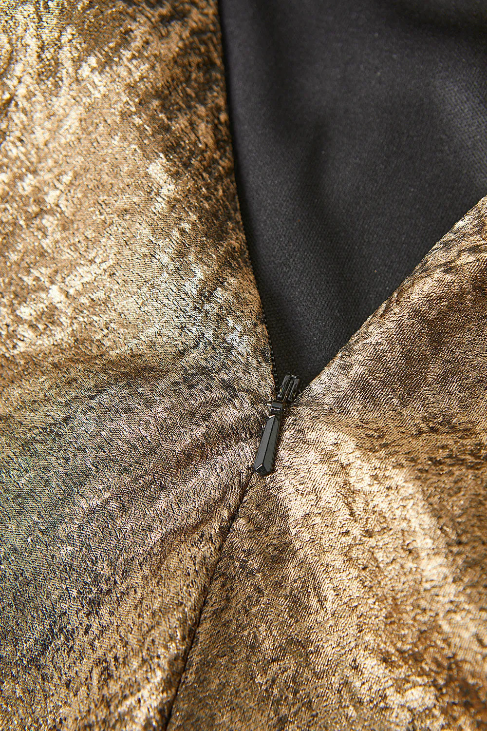 Golden Halter Neck Mermaid Satin Midi Cocktail Dress sold by Zapaka product image thumbnail 4