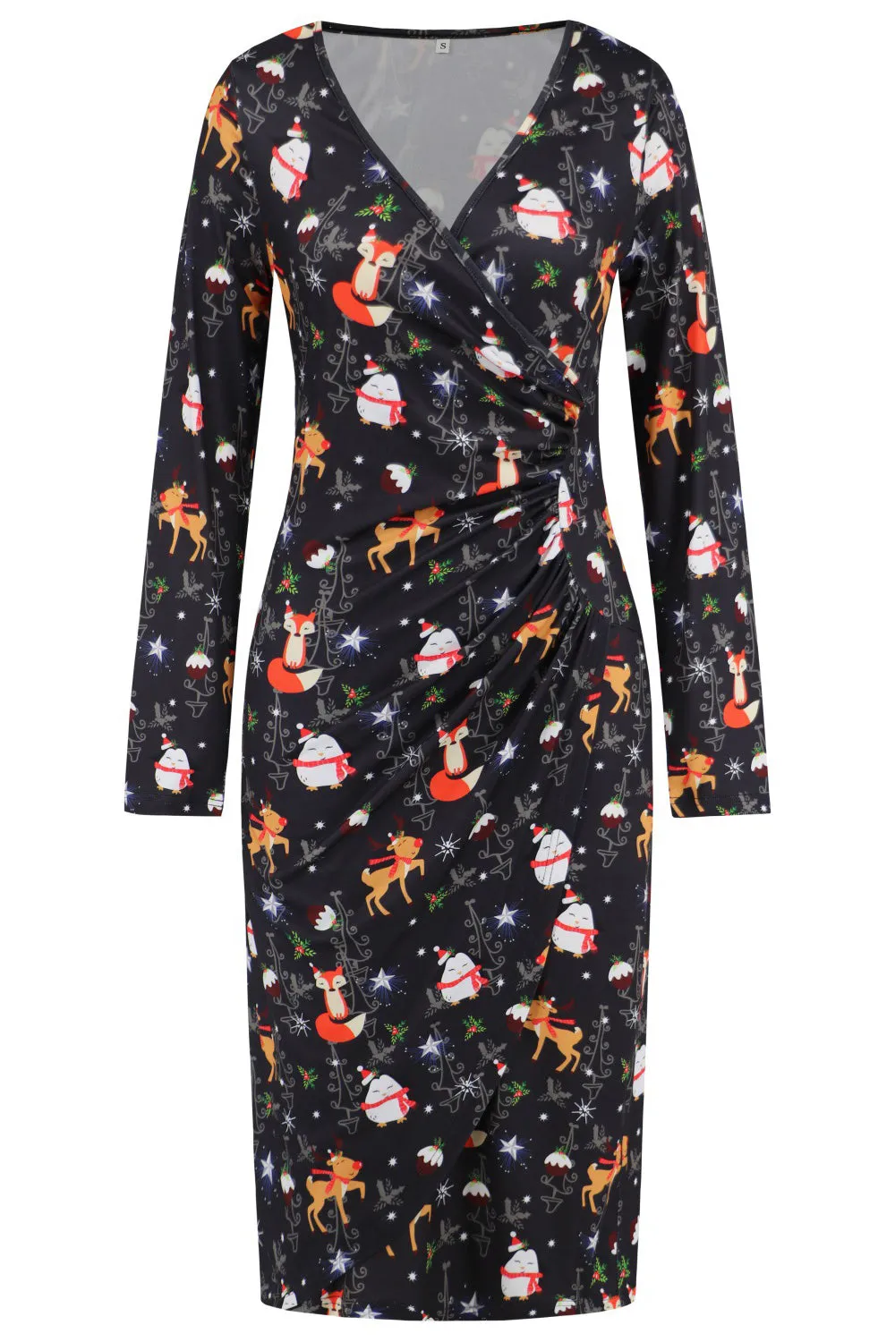 Reindeer V Neck A Line Long Sleeves Cocktail Dress sold by Zapaka product image thumbnail 5