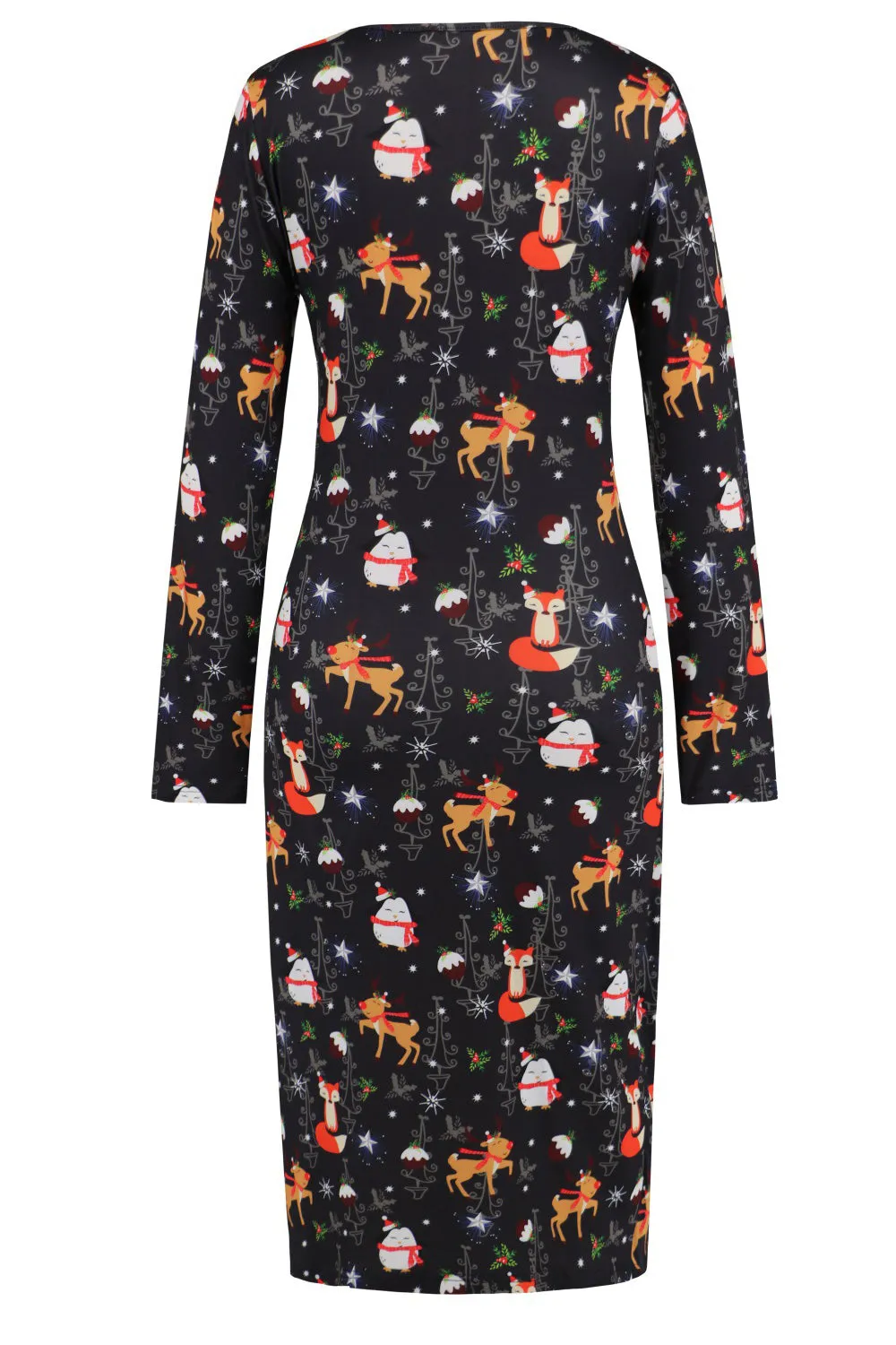 Reindeer V Neck A Line Long Sleeves Cocktail Dress sold by Zapaka product image thumbnail 4