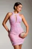 Sparkly Pink Sequins Tight Hollow Out Short Party Dress sold by Zapaka
