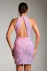 Sparkly Pink Sequins Tight Hollow Out Short Party Dress sold by Zapaka