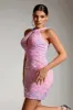 Sparkly Pink Sequins Tight Hollow Out Short Party Dress sold by Zapaka