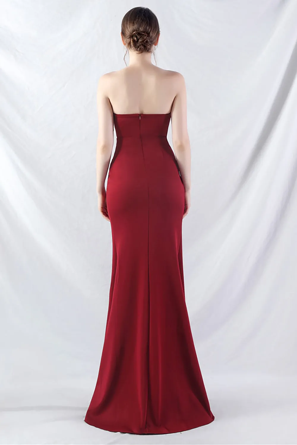 Sparkly Burgundy Beaded Corset Long Prom Dress with Slit sold by Zapaka product image thumbnail 3