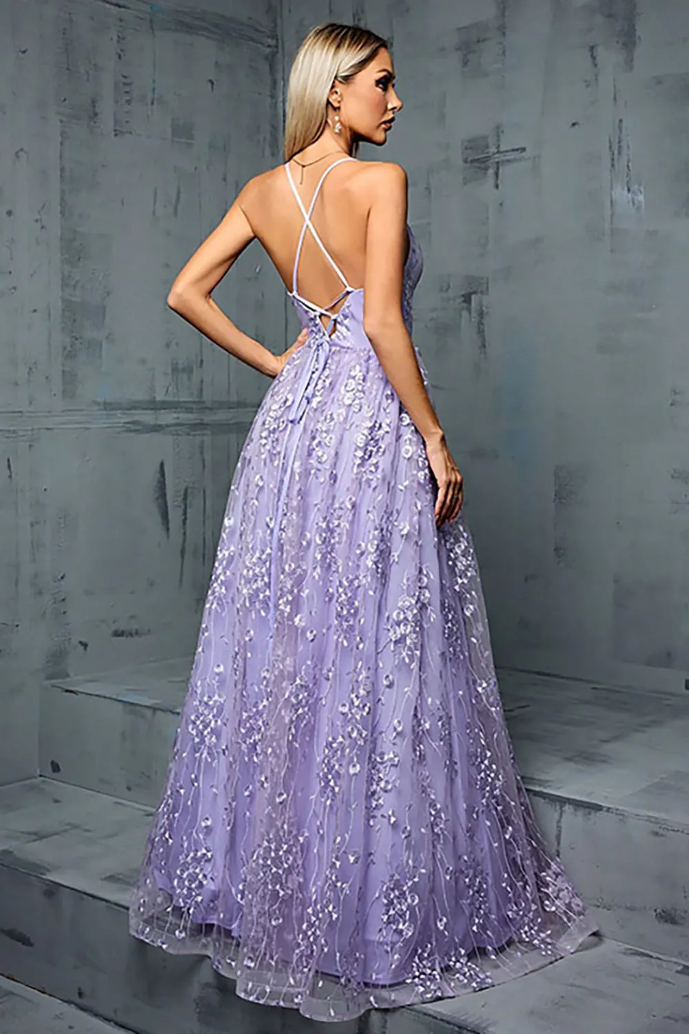 Light Purple A Line Spaghetti Straps Tulle Prom Dress sold by Zapaka product image thumbnail 2