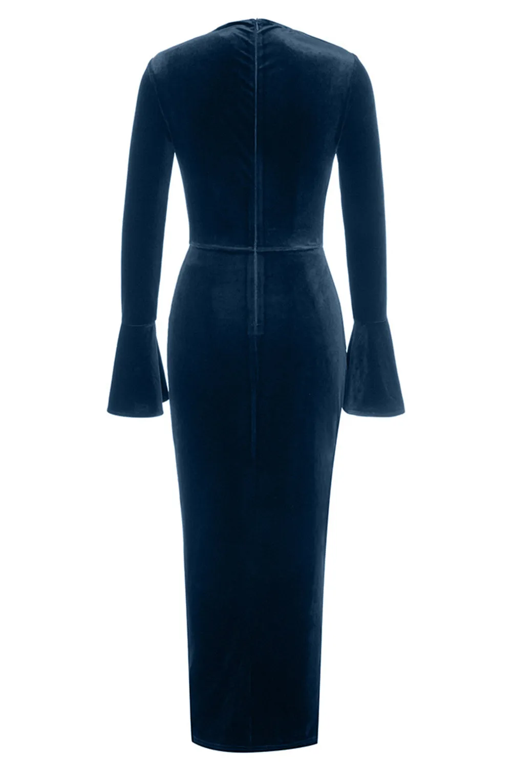 Peacock Blue Mermaid Velvet Long Sleeves Prom Dress with Slit sold by Zapaka product image thumbnail 4