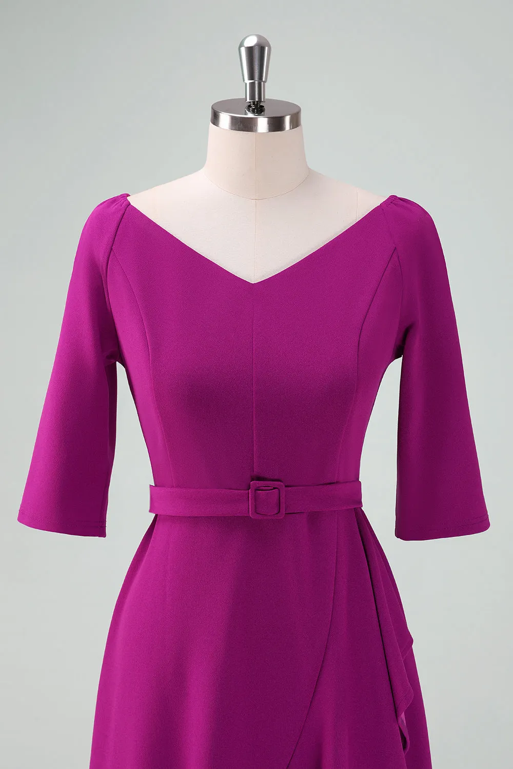 Grape Purple Asymmetrical Cocktail Dress with Half Sleeves sold by Zapaka product image thumbnail 3
