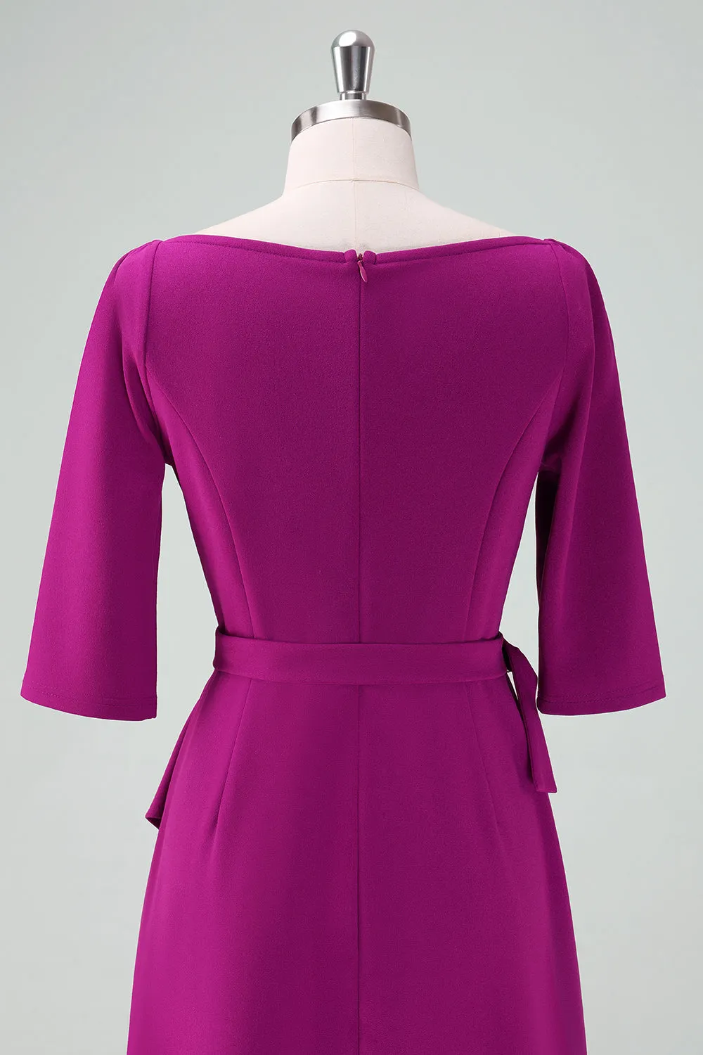 Grape Purple Asymmetrical Cocktail Dress with Half Sleeves sold by Zapaka product image thumbnail 4